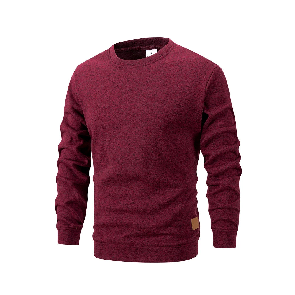 New Mens Round Neck Sweatshirt Solid Color Loose Casual Pullover Men Fashion Warm Long Sleeve Hoodies Men Clothing