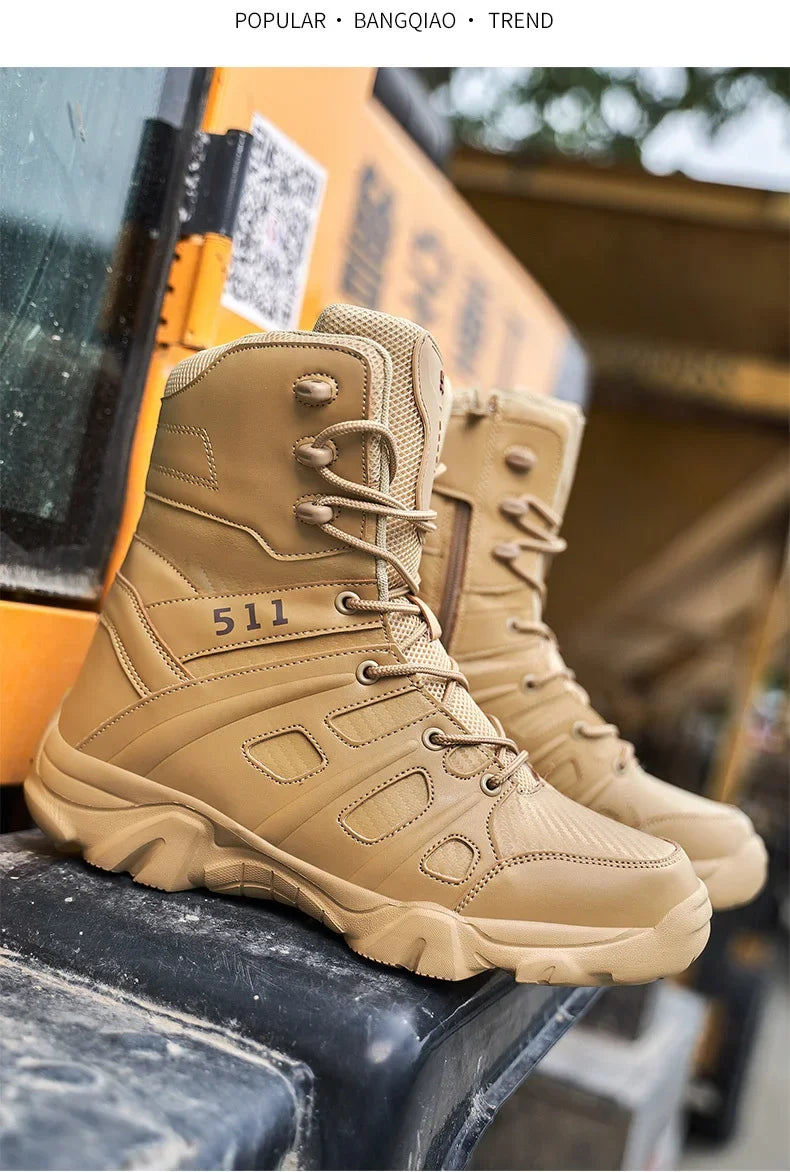 Man Tactical Military Boots Winter Men Work Safty Shoes Special Force Desert Combat Army Boots Outdoor Ankle Hiking Shoes