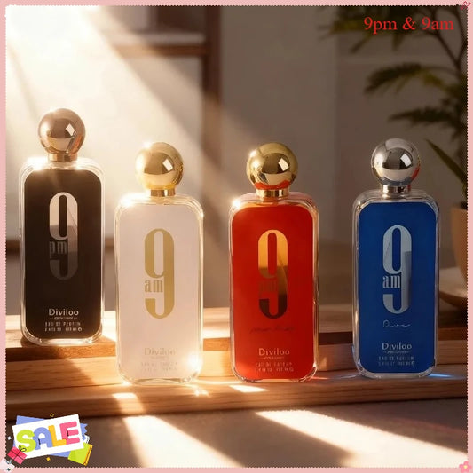 100ml / 3.4oz 9pm & 9am Perfume Collection Set, Long Lasting Charming Fragrance for Men & Women, Unisex Eau De Parfum Gift