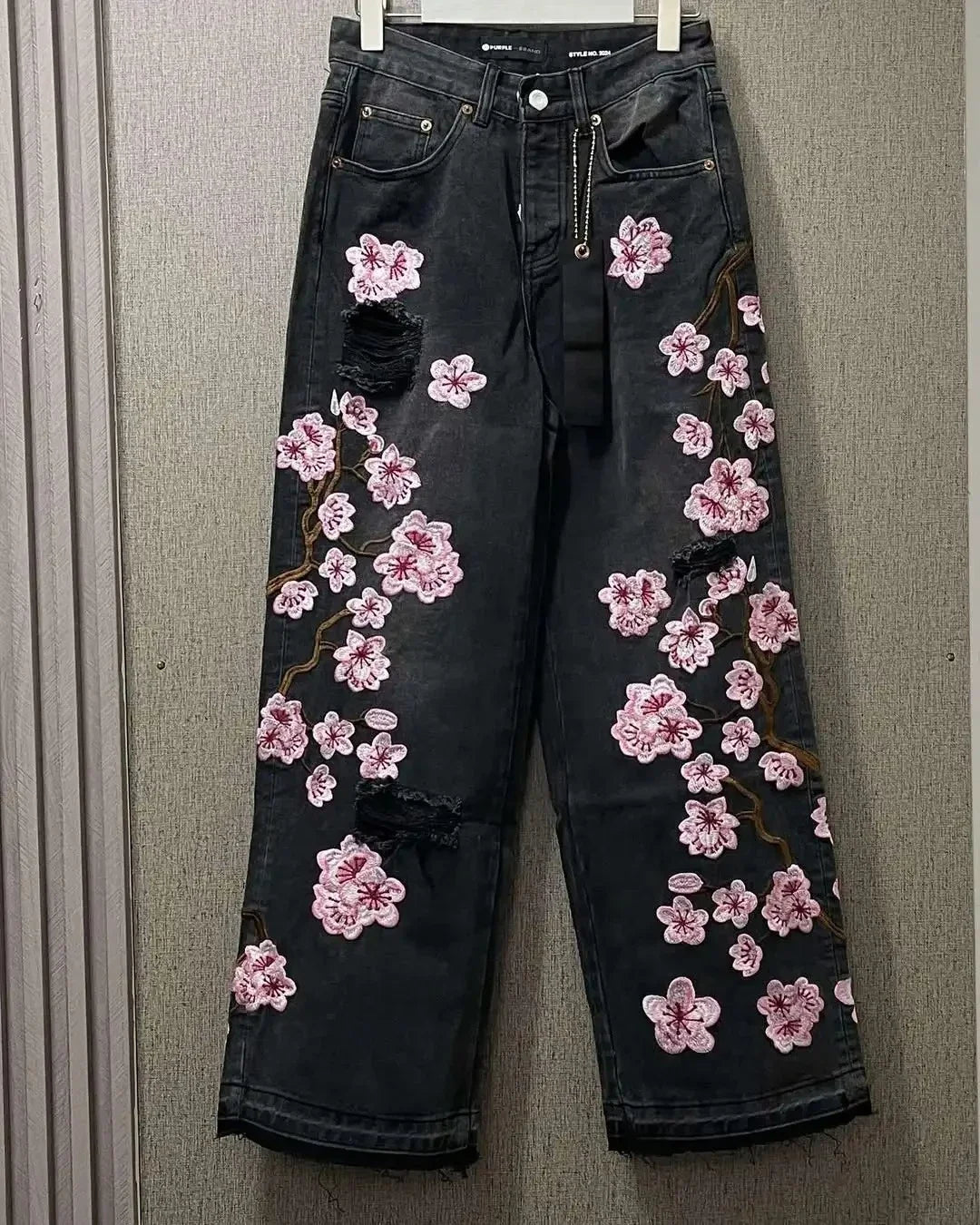 Streetwear American Vintage Jeans Y2K Clothing Men Women Hip Hop Letter Embroidery Washed Baggy Jeans Mid Rise Wide Leg Trousers