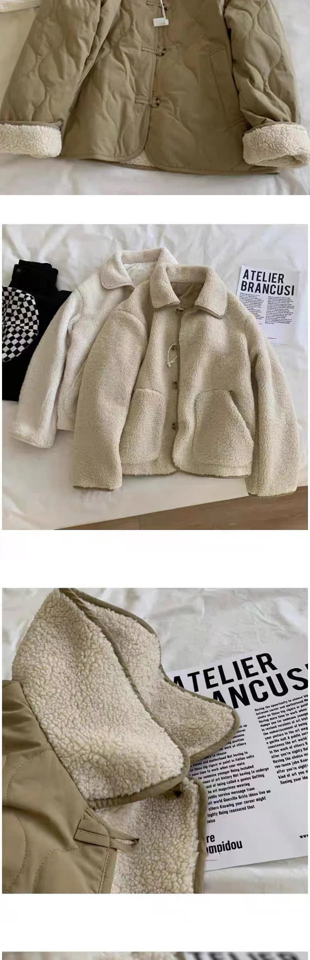 Faionable Double-Sided Wear Lamb Fur Cotton Jaet Women Winter Large Size Casual Thi Warm Cotton Coat Outerwear