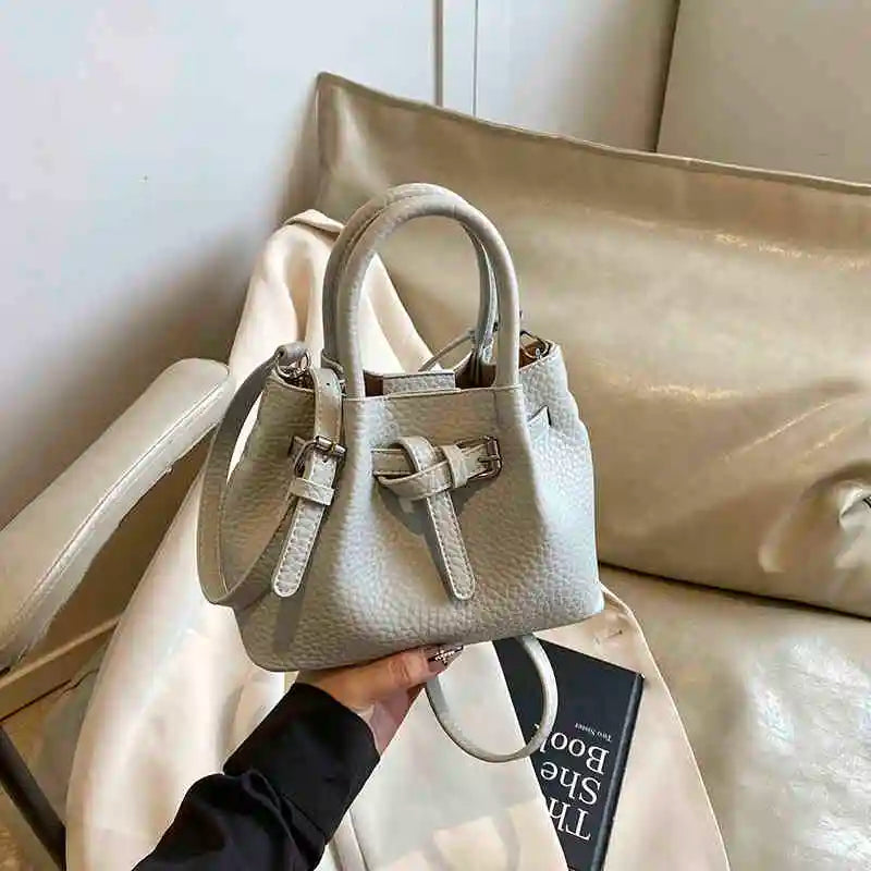 Fashion Red Bucket handbags Korean Casual Simple One Shoulder Bags Summer Female Temperament Versatile PU Crossbody Bag