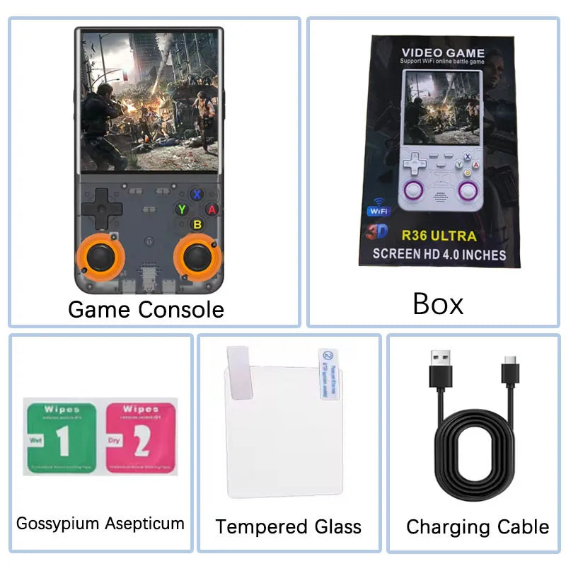 R36 Ultra Console Handheld Game Players 4 Inch Screen Open Source Console Retro Pocket Video Player 128G 20000+ Games