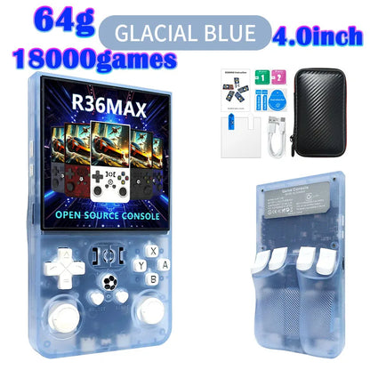 R36MAX Game Console 64GB 128GB 18000+GAMES Linux System 4.0inch K36 vs R36S 3.5inch Pocket Video Player No Download Required