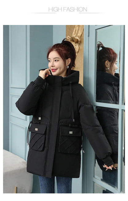 New Winter Women Jacket Coats Long Parkas Female Down Cotton Hooded Overcoat Thick Warm Jackets Windproof Female Outerwear