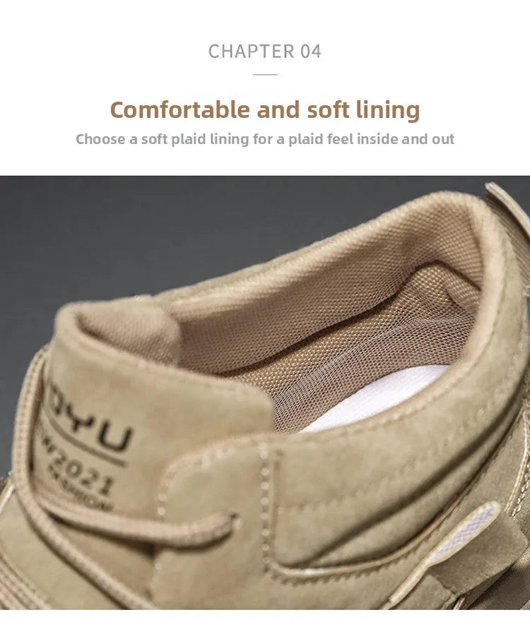 Spring Men's High Top Breathable Work Shoes Trendy All-Match Anti-Slip Wear-Resistant Sports Casual Labor Protection Shoes