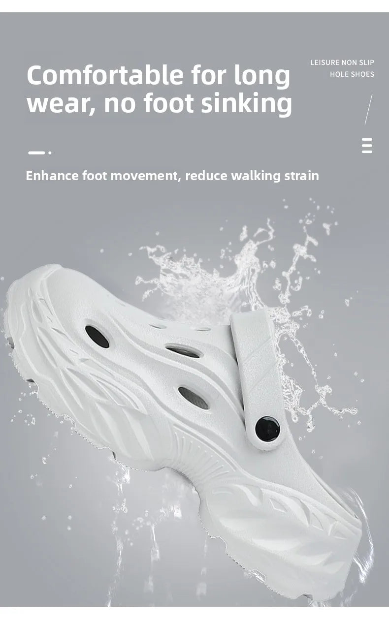 Summer New High-quality EVA Perforated Breathable Wearable Casual Solid Color Simple Thick-soled Large-sized Couple Sandals