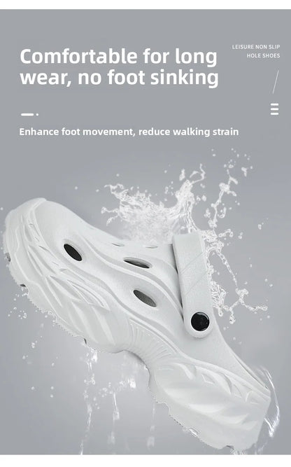 Summer New High-quality EVA Perforated Breathable Wearable Casual Solid Color Simple Thick-soled Large-sized Couple Sandals