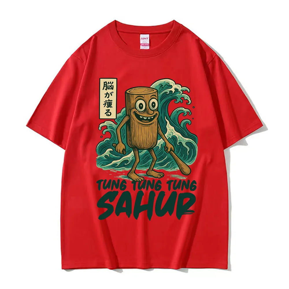 Tung Tung Tung Sahur Baseball Bat T Shirt Funny Italian Brainrot Style Humor Cartoon Tee Shirt Men Women's Summer Cotton T-shirt