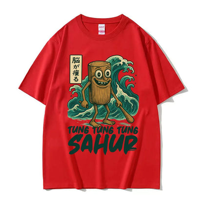 Tung Tung Tung Sahur Baseball Bat T Shirt Funny Italian Brainrot Style Humor Cartoon Tee Shirt Men Women's Summer Cotton T-shirt