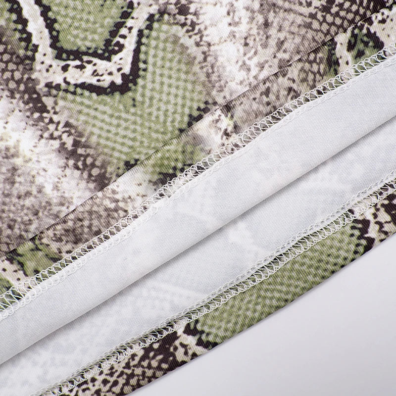 CUTENOVA Fall New Arrival Women Snake Print Hanging Neck  Sleeveless Tank Top & Slim-Fit Seven Points Pants Set Street Chic Suit