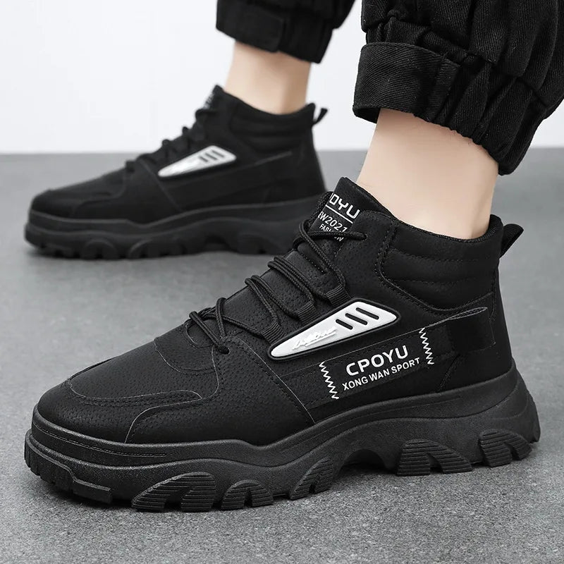 Spring Men's High Top Breathable Work Shoes Trendy All-Match Anti-Slip Wear-Resistant Sports Casual Labor Protection Shoes