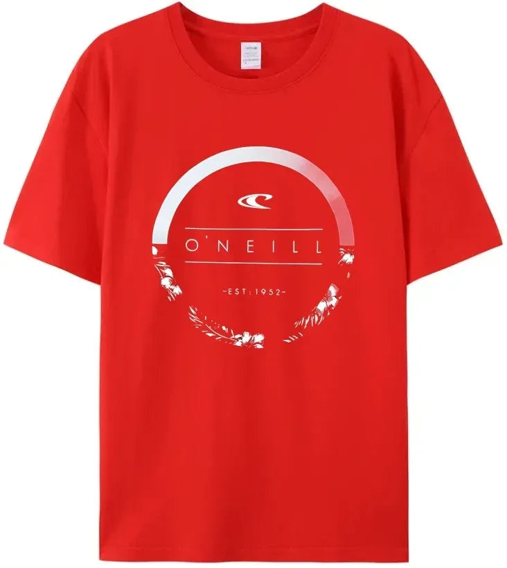 2024 New Beach Men's Summer Hot Sale Men's Curled Oneill 100%cotton T Shirt Round Garland Logo Top Quality Tees