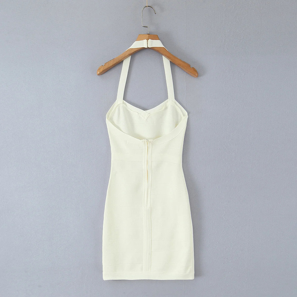 Sexy Elegant Backless Halter Mini Dress Women Autumn Knit Bodycon Dresses Night Out Party Robe