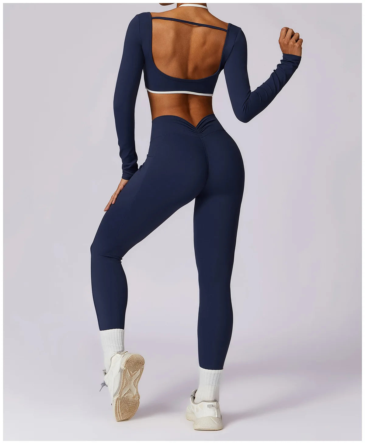 Sexy Yoga Women's 2 Pieces Gym Sports Suit Workout Clothing Long Sleeve Gym Crop Top High Waist Leggings Fitness Bra Sportswear