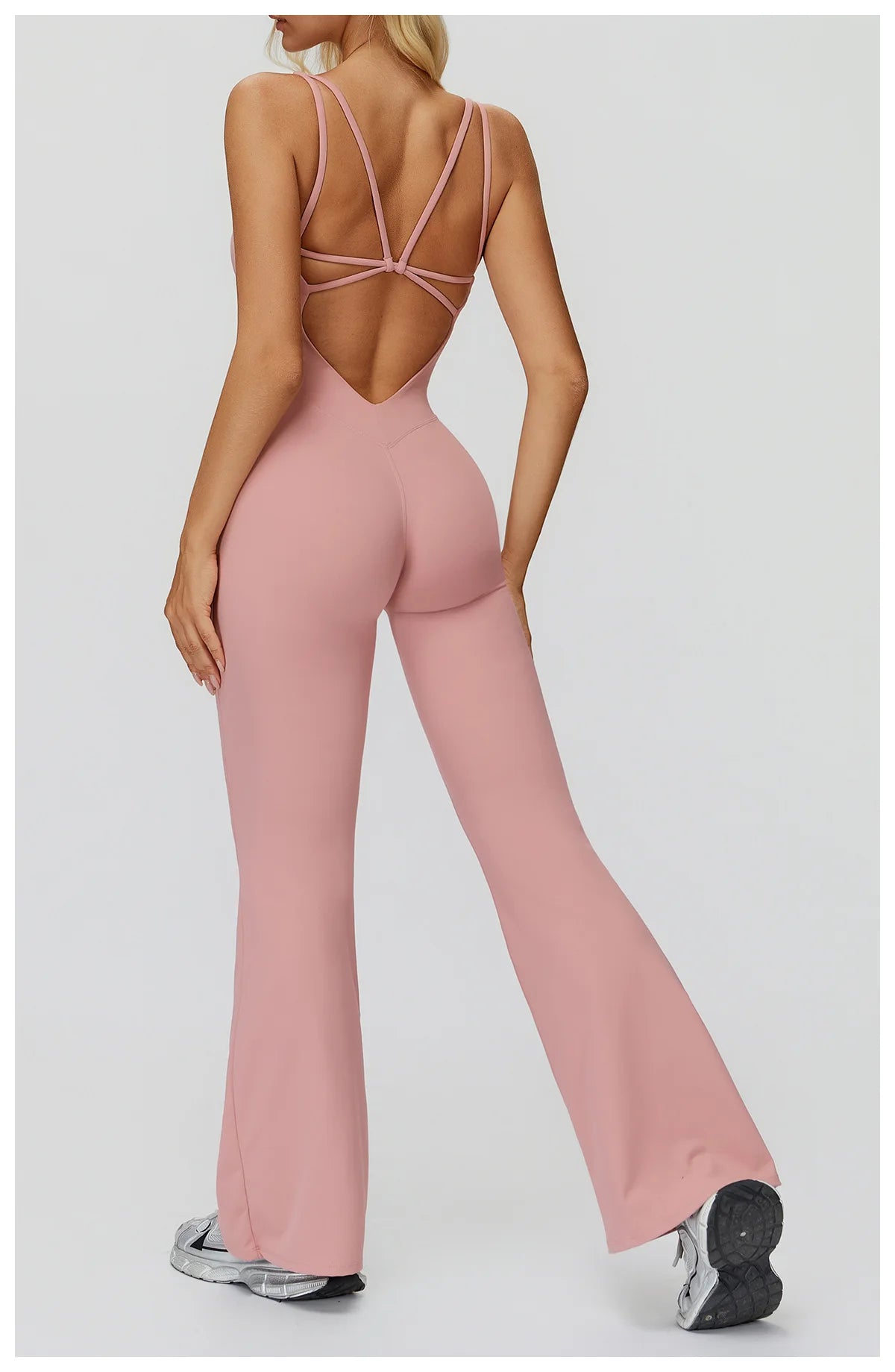 Sexy Back V Jumpsuit Gym Set Women Training Yoga Suit Sportswear Women Sports Jumpsuit Fitness Rompers Stretch Workout Bodysuits