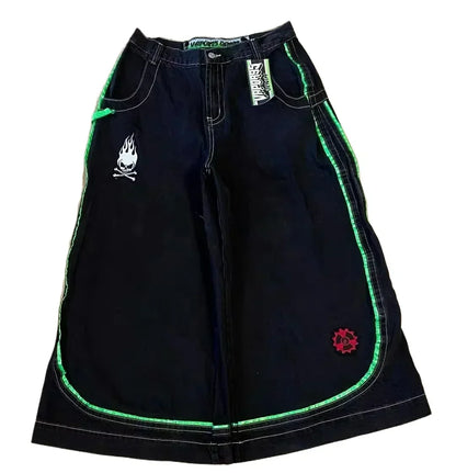 Y2K Best Selling Explosions Men and Women With Retro Embroidery Baggy Jeans Harajuku Rock Hip-Hop Casual Joker Wide Trousers