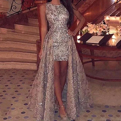 Wedding Party Dress Female Evening Elegant Sexy Deep V Neck Strap Sleeveless Sequined Long Maxi Dresses for Women 2024