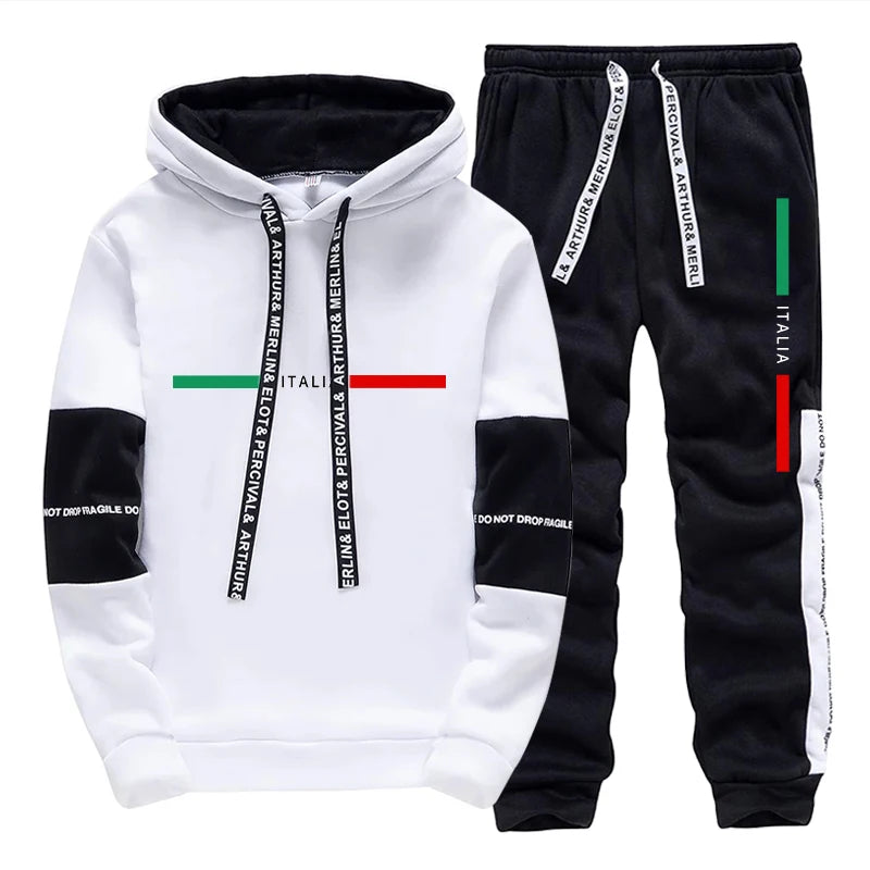 Mens Tracksuit Printed Casual Sweatshirts Sweatpants Outdoors Sports Jogging Mens Clothing Single Piece Hoodie Pants Sportswear