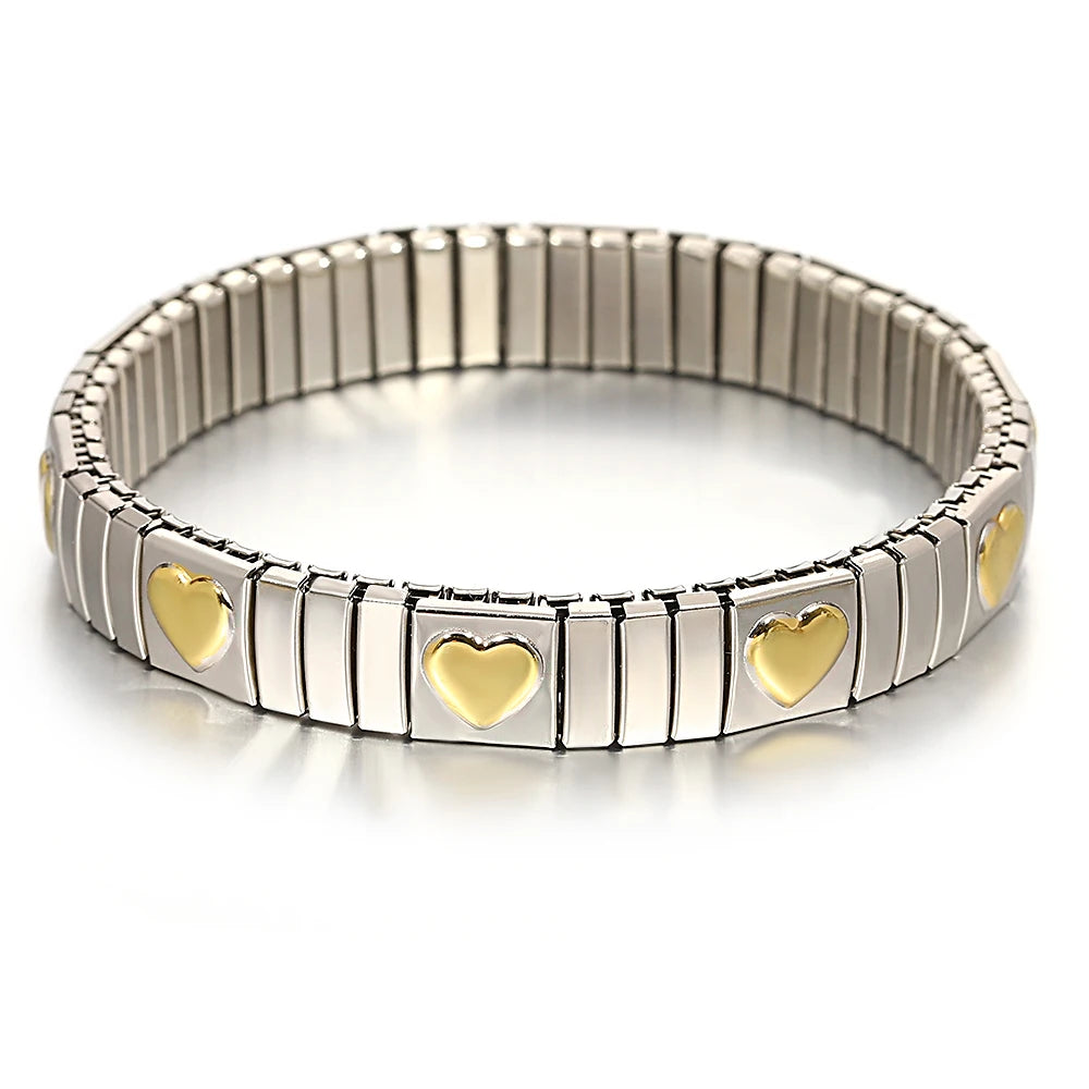 Freetry 18K Gold Plated Stainless Steel Adjustable Bracelet Fashion Elastic Metal Bracelet Trendy Jewelry Accessories Official