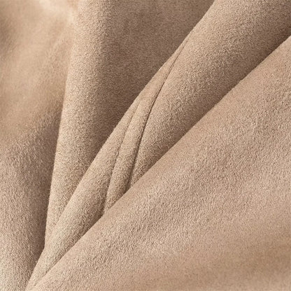 New autumn and winter women's casual loose suede texture effect hooded long sleeved solid color pilot jacket jacket