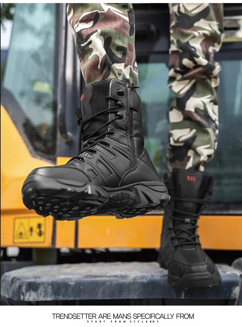 Man Tactical Military Boots Winter Men Work Safty Shoes Special Force Desert Combat Army Boots Outdoor Ankle Hiking Shoes