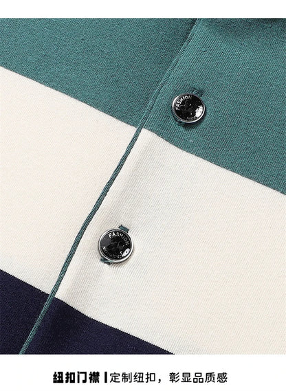 Men'S Classic Striped Polo Shirt Cotton Short Sleeve 2023 Summer Plus Oversize 4XL