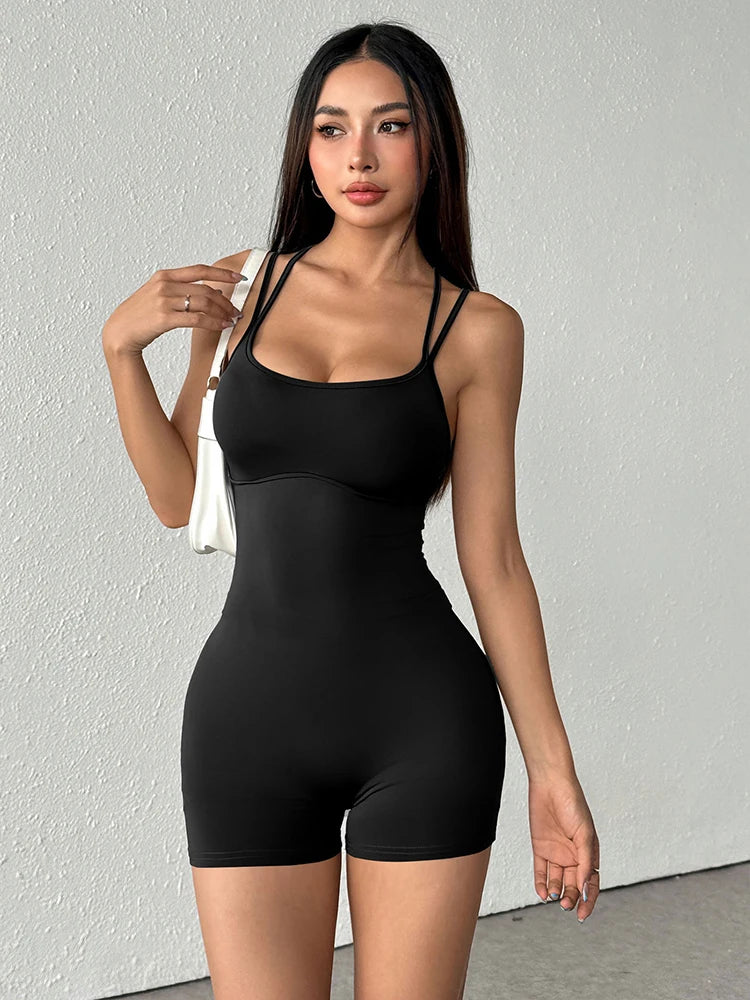 Women's Jumpsuits Summer New Solid Sexy Backless Sling Jumpsuit Streetwear Fashion Casual Slim Elegant Female Rompers Clothing