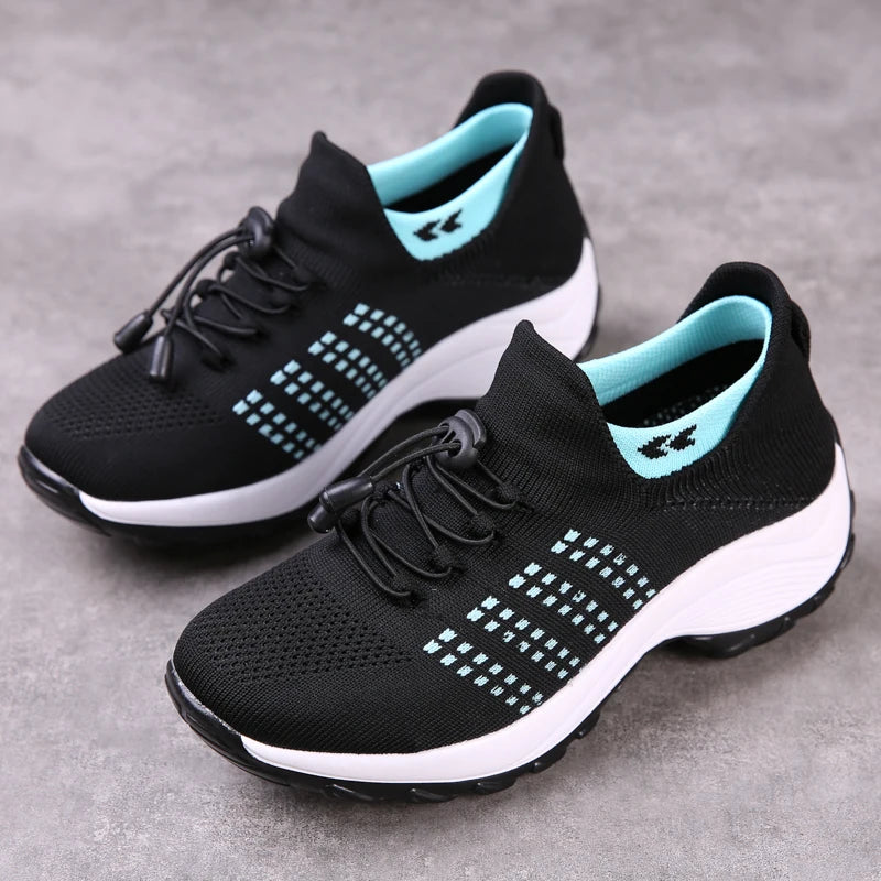 Women Walking Shoes Breathable Fly Weaving Sneakers Non Slip Casual Shoes 7 Color Size 35-45