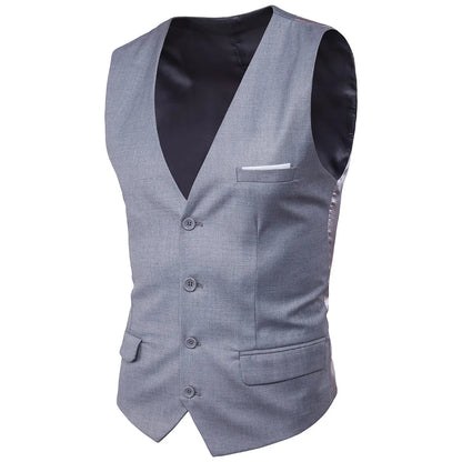 High Quality Men Suit Vest Waistcoat Business Casual Slim Groom Groomsman Wedding Men's Dress Blazer Vests 9 Colors Formal Party
