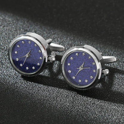 Luxury Cufflinks Watch Rotatable Electronic Functional Buckle Business Mens Cufflinks Gold Slivery Mechanical Watch Cuff Links