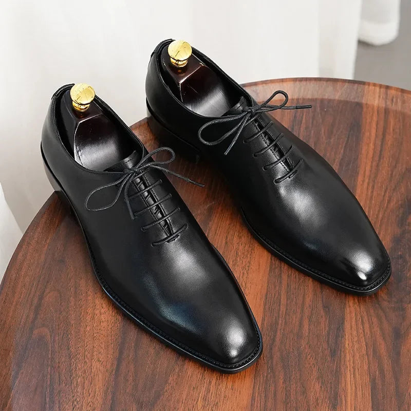 Italian Men's Formal Shoes Luxury Genuine Leather Handmade Quality Comfortable Elegant Black Wedding Social Oxfords Shoes Man