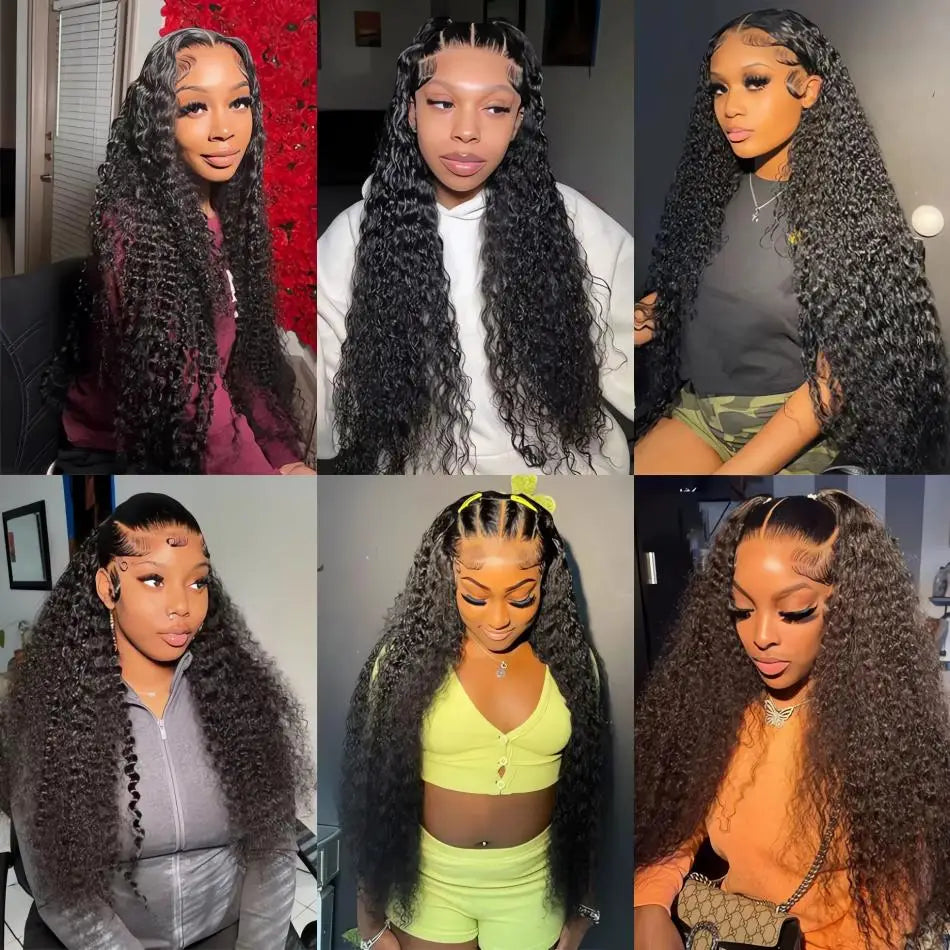 13X4 13X6 Water Wave Hd Transparent Lace Front Wigs Deep Wave Lace Frontal  Pre Plucked Curly 100% Human Hair Wigs 250 Density