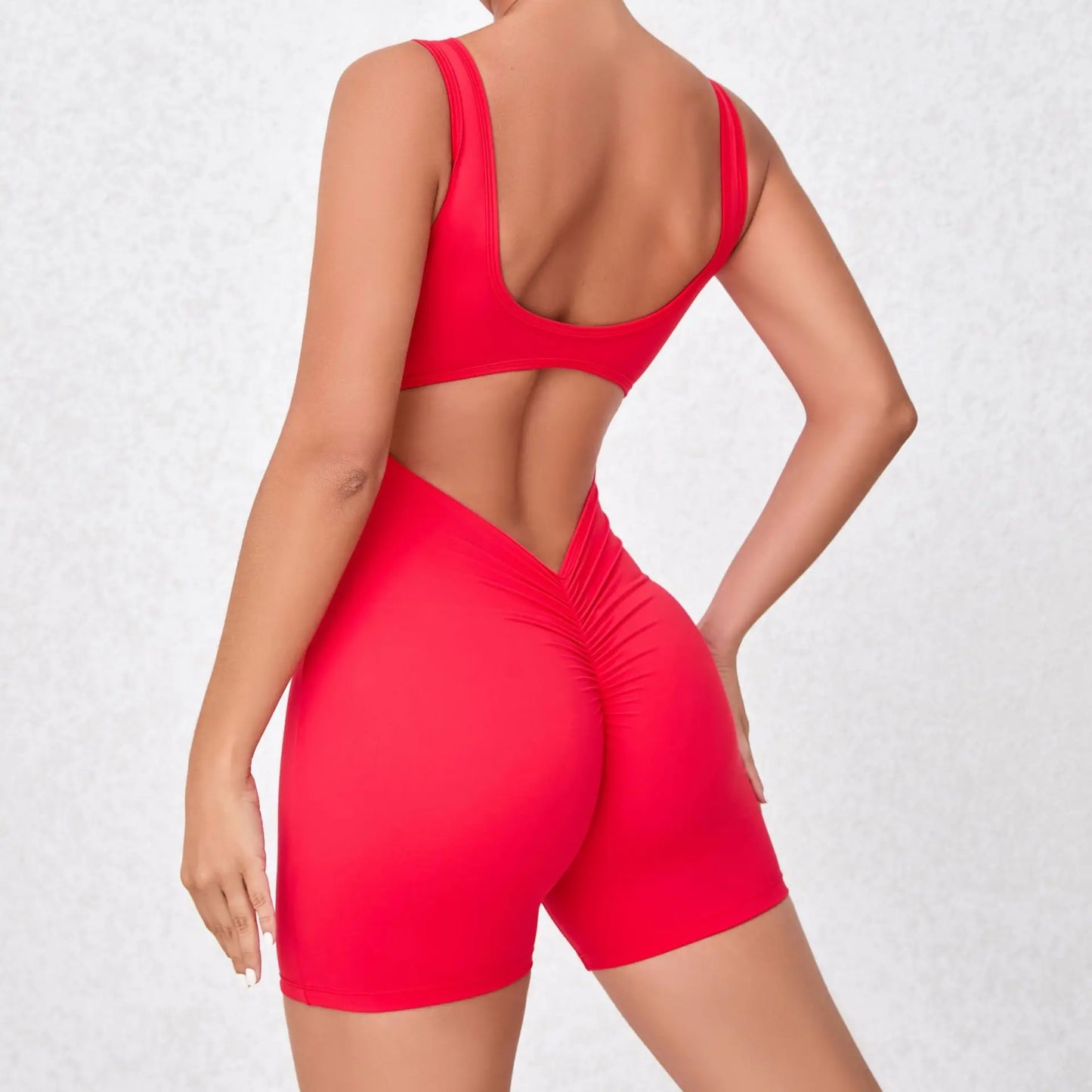 V Back One-Piece Suit Scrunch Sports Jumpsuit Women Gym Rompers Female Quick-Drying Yoga Clothing Fitness Sexy Bodysuits Women