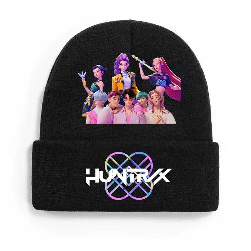 K Pop Demon Girls Knitted Hats Kpop Hunter Cartoon Children Headgear Cotton Winter Cute Cap Anime Kids Navidad Birthday Gifts