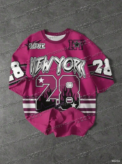 Men's Sports Jersey New York 28 Print Short Sleeve T-Shirt Summer Graphic Tee Baseball Jerseys Plus Size Women's Sport T-Shirt