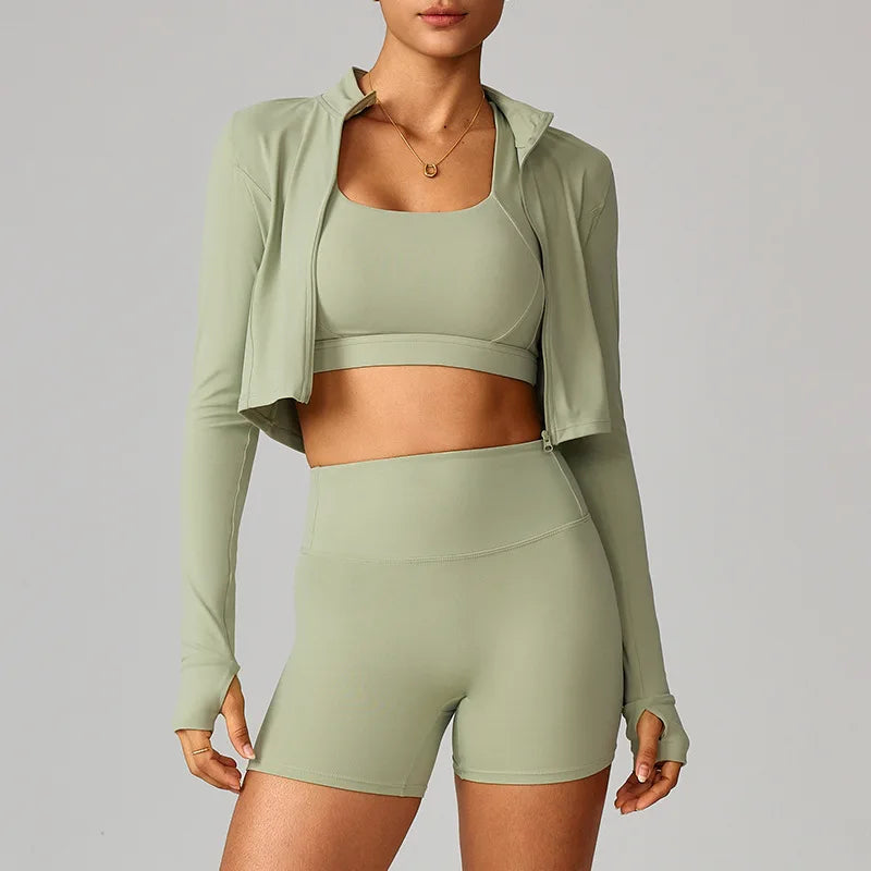 Seamless 3-Piece Activewear - Women's Fitness Set, Sin Costuras, Quick Dry, Yoga & Aire Libre