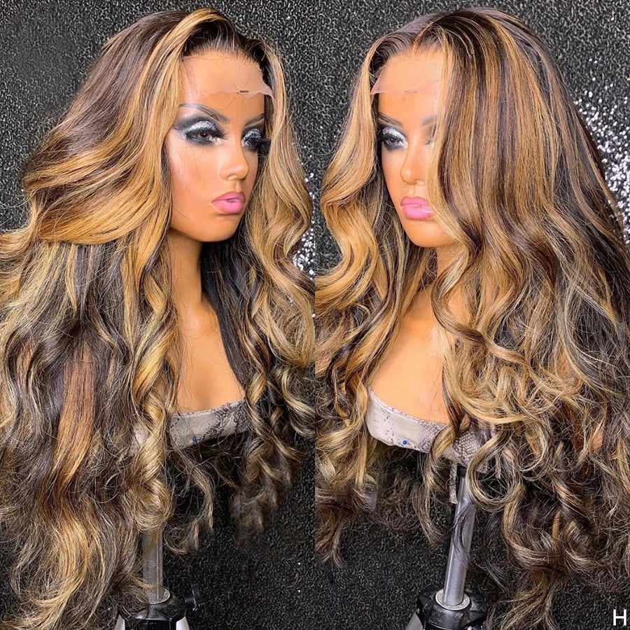 P427 Highlight 13×6 HD Lace Front Wigs Body Wave Ombre Brazilian Wigs 13×4 Pre Plucked Transparent Lace Frontal Wigs For Women