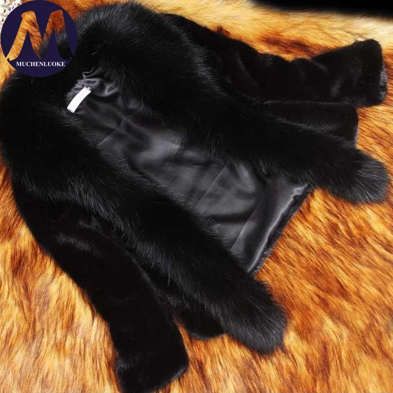 Women's Fur Coat Winter New Imitation Fox Fur Collar Long Sleeves Short Jacket Korean Fashion Slim Fit Thickening Warm Coats