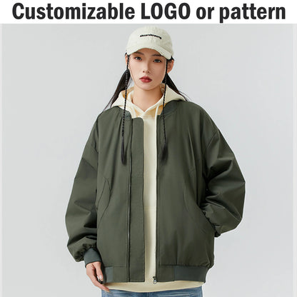 2025 autumn new men's pilot jacket fashion casual light solid color baseball uniform sportswear jacket, DIY LOGO S-4XL