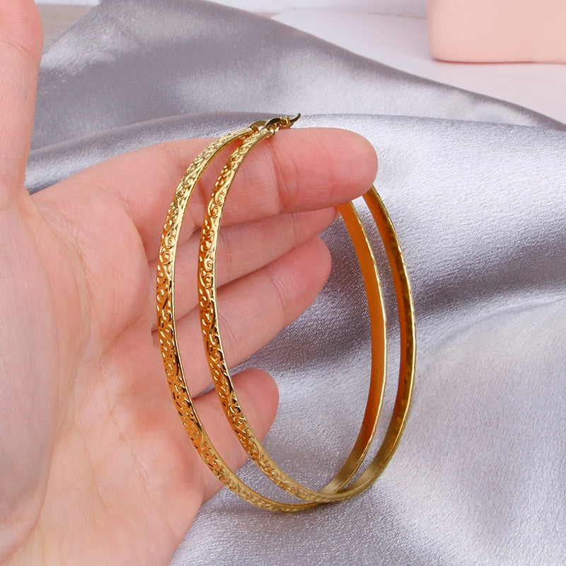 Hgflyxu Stainless steel Gold Hoop Earrings Large size Circle Ear Accessories Fashion Jewelry