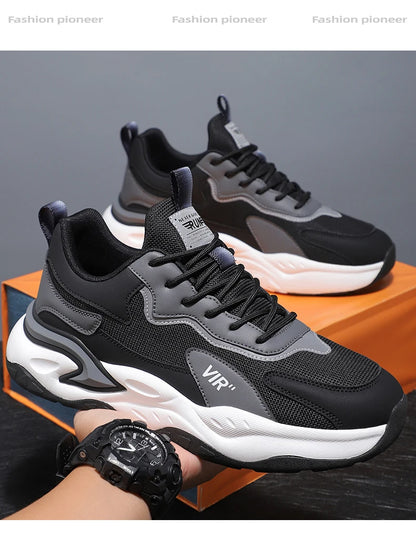Spring and Summer New Breathable Mesh Casual Men's Running Shoes, Running Casual Sports Shoes, Anti-slip Lace-up Sports Shoes