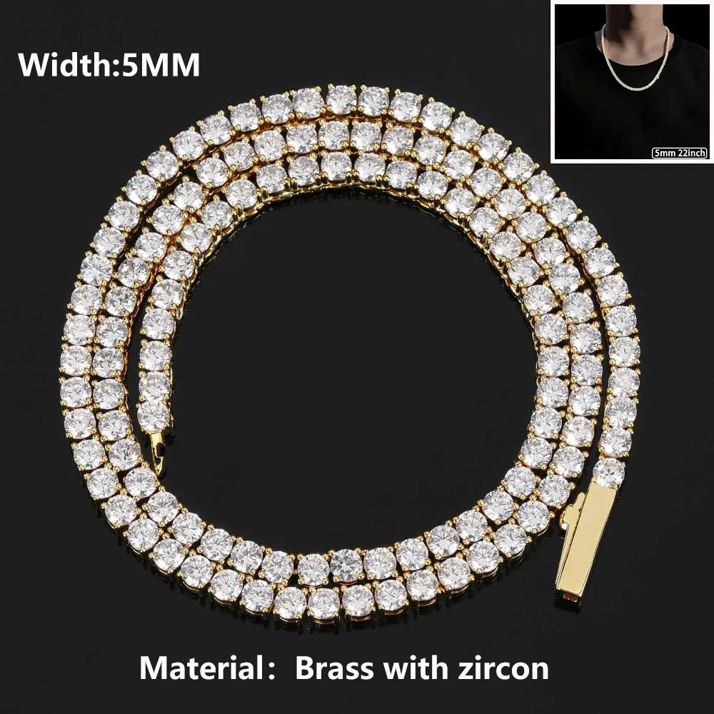 Hip Hop Jewelry Cubic Zirconia Iced Out Tennis Chain Iced Out 18k Gold Plated Bling Necklace For Women Free Custom Laser Logo