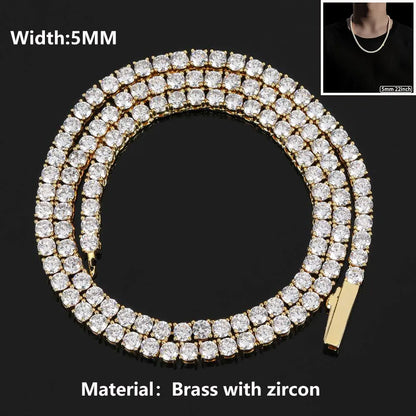 Hip Hop Jewelry Cubic Zirconia Iced Out Tennis Chain Iced Out 18k Gold Plated Bling Necklace For Women Free Custom Laser Logo