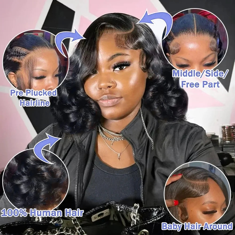 Bob Wig Body Wave 13x4 HD Lace Front Short Human Hair Wigs 4x4 Closure Lace Frontal Human Hair Brazilian Bob Wigs For Women