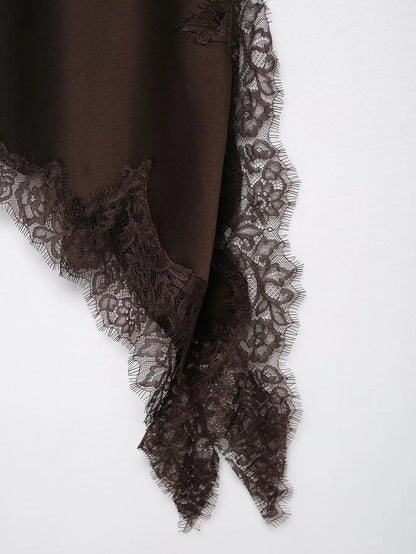 UNIZERA Women's Lace Asymmetrical Dress Sexy Suspender Summer 2025 New Temperament Fashionable