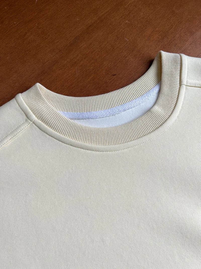 NS Pure Color Lazy Loose BF Hoodie Women's Simple Shape Sweatshirt Long Sleeve Letter Embroidery Top Casual Style Cotton Blend