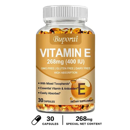 Vitamin E Capsules 268mg - Brightens The Complexion, Tightens The Skin, Reduce Wrinkles, Anti-aging, Antioxidant