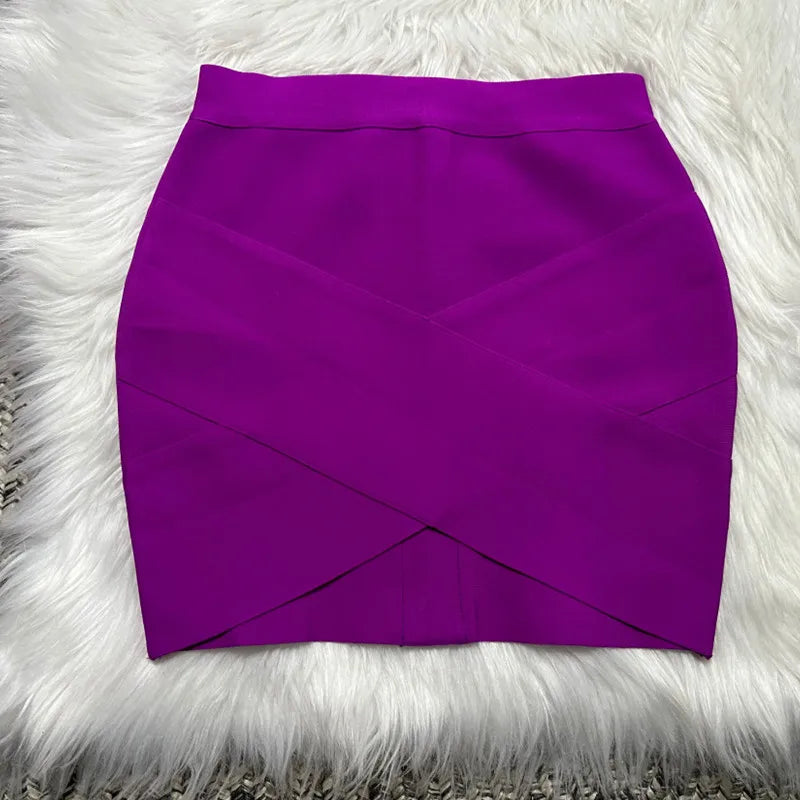 Ladies High Quality Rayon Black Thick Rayon Pencil Bandage Skirt Cute Mini Skirt