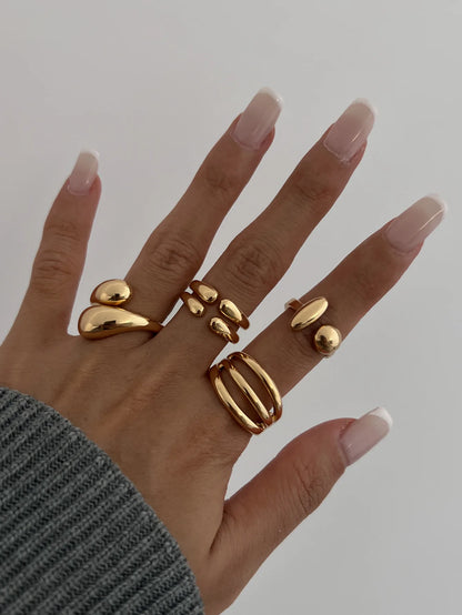 DIEZI 4pcs/set New Hip Hop Metal Finger Rings For Women Girls Men Punk Gold Silver Color Geometric Knuckle Joint Ring Jewelry